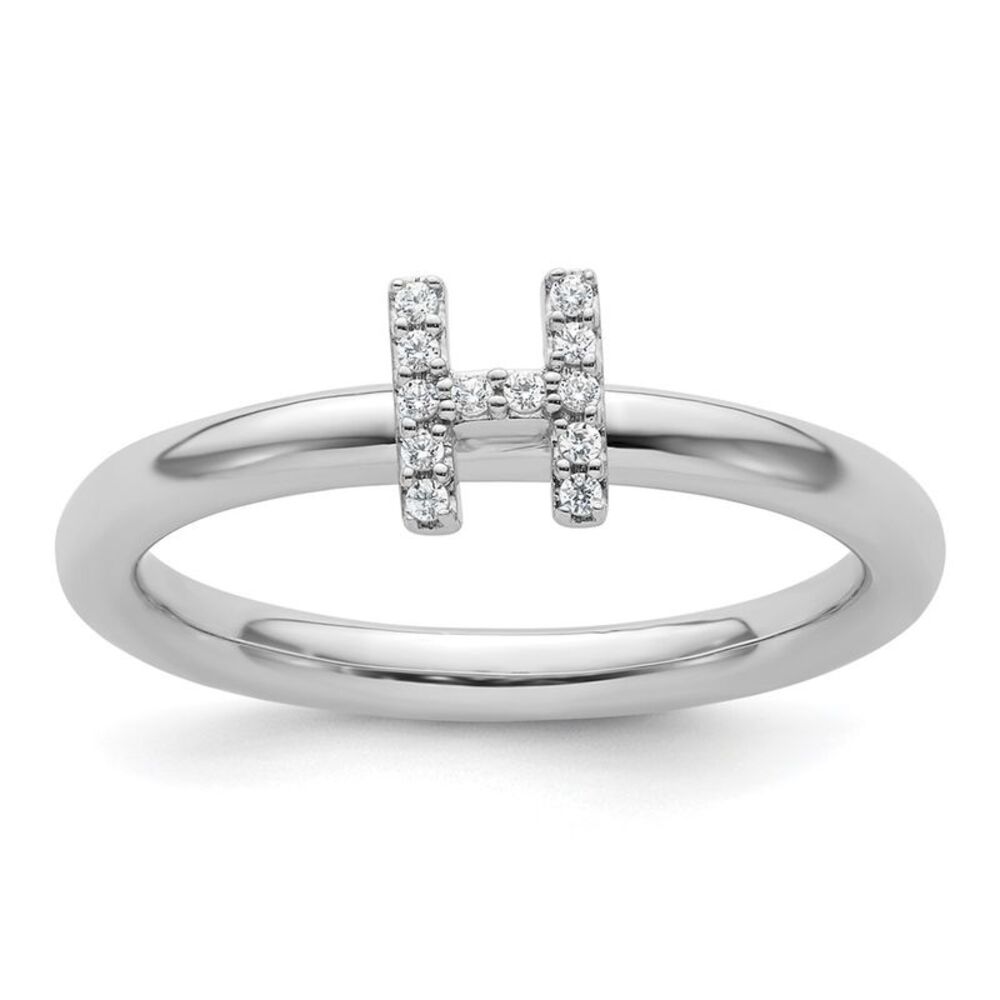 Kazi Luxury 14k White Gold Stackable Diamond Init… - image 1